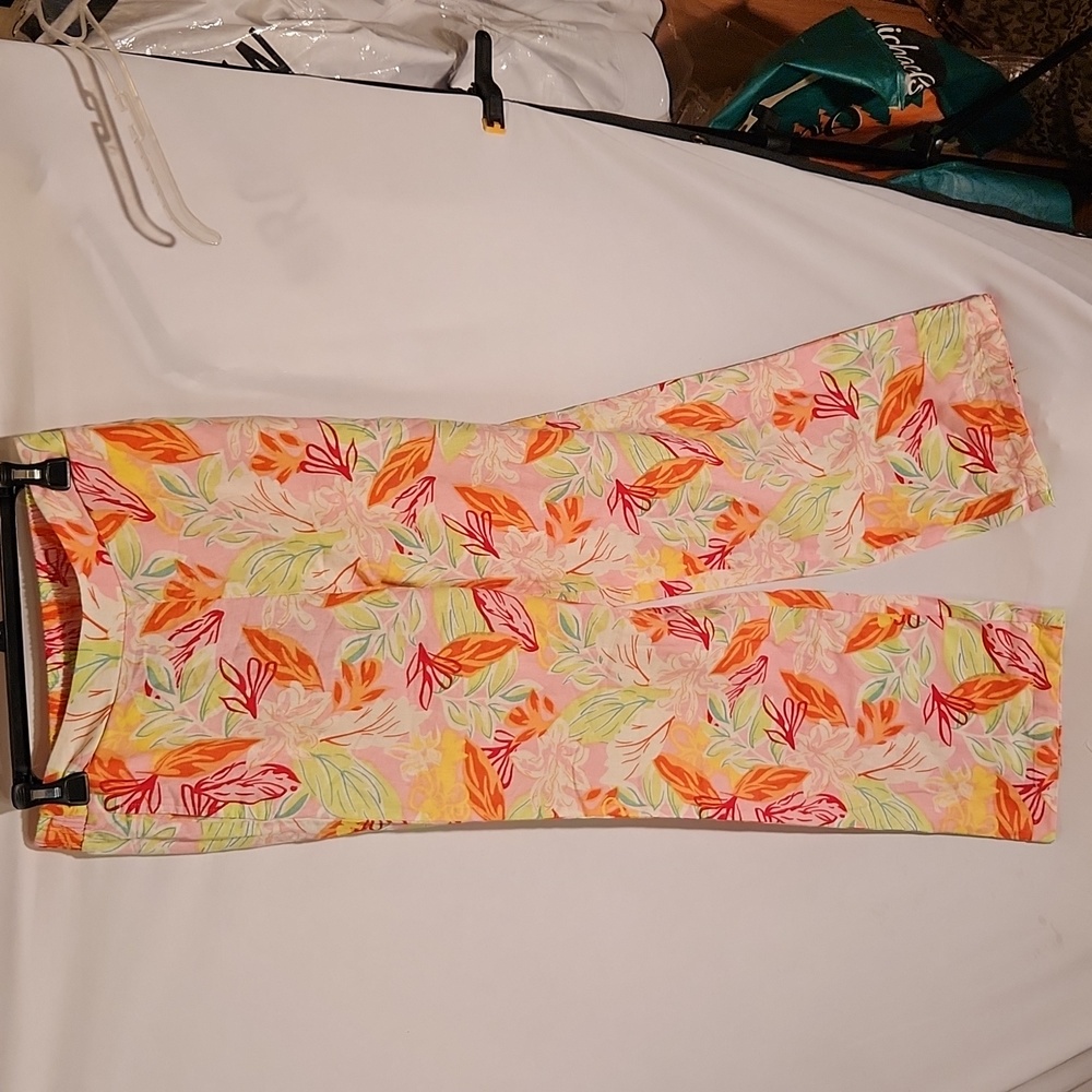 Sincerely Jules floral wide leg pant bright staple piece stretch waist NWT Sz M